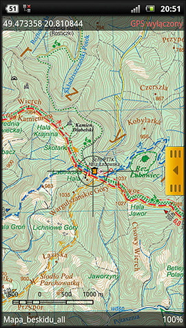 Androzic, mapa turystyczna, Compass, Beskid Sdecki, Pogrze Ronowskie - www.rowerempogorach.pl