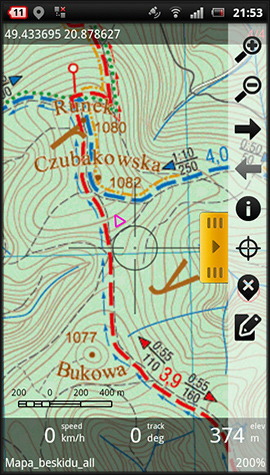 Androzic, mapa turystyczna, Compass, Beskid Sdecki, Pogrze Ronowskie - www.rowerempogorach.pl