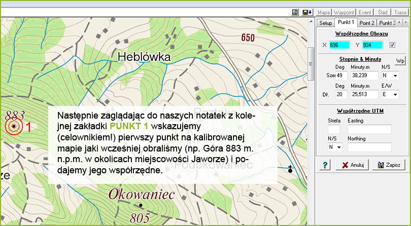 wsprzdne punktw kalibracja mapy