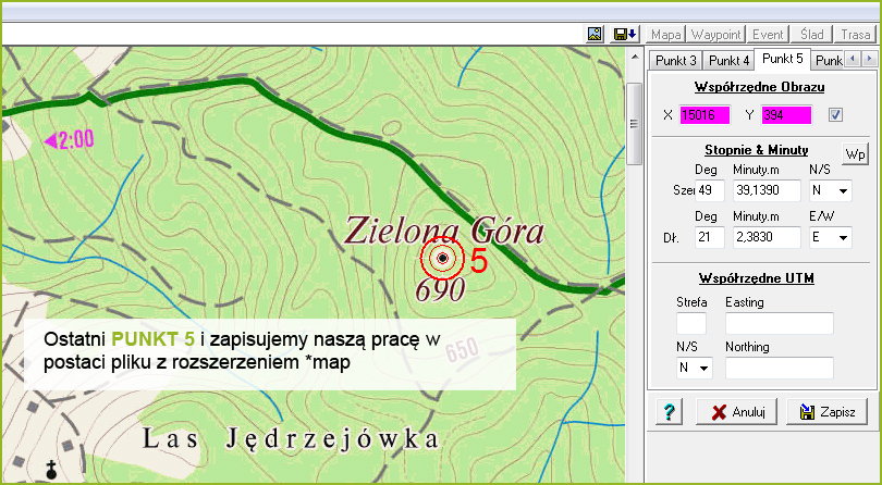 zapisywanie skalibrowanej mapy kalibracja mapy