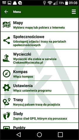 KaMAP nawigacja GPS na telefon - interfejs użytkownika