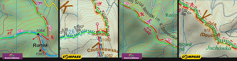 Beskid Sądecki - Pasmo Jaworzyny - porównanie 