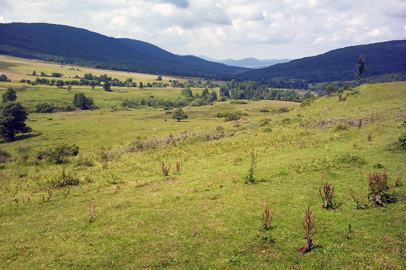 widok ze zbocza Jaworzyny Konieczniańskiej rowerem przez Góry Hańczowskie i Pasmo Graniczne Beskid Niski