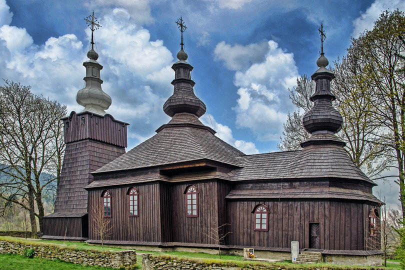 śladem łemkowskich cerkwi na rowerze - Brunary cerkiew UNESCO