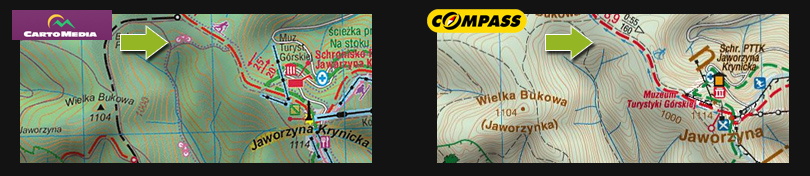 oznaczenia tras rowerowych MTB na mapach